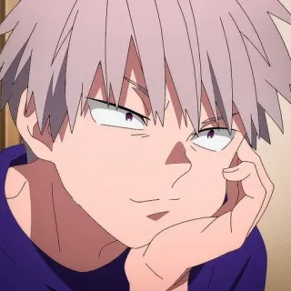 🎴 f23bbac8 Anime, Personaje, ojos morados, pelo gris whatsapp sticker