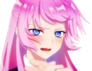 😏 33dacfe8 anime, cartoon, girl, pink hair, blue eyes whatsapp sticker