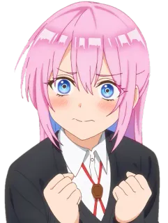 😤 baa3e9b7 anime, girl, pink hair, cute, nervous whatsapp sticker