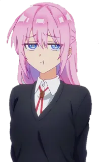 😤 ef4cc508 anime, pink hair, bored, school uniform, girl whatsapp sticker