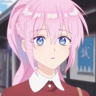 ☺️ 9169da26 anime, cabelo rosa, menina, olhos azuis, desenho animado telegram sticker