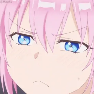 ☹️ baefd5b1 anime, garota, cabelo rosa, olhos azuis, desenho animado, fofa, mangá telegram sticker