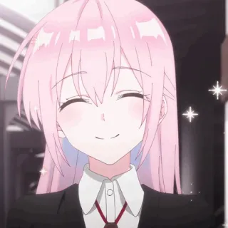 🍬 362f3078 Anime, Chica, Sonrisa, Pelo rosa, Brillo, Lindo telegram sticker