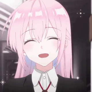 🍬 979c6932 anime, chica, pelo rosa, linda, sonriendo telegram sticker