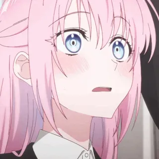 🍬 e8bc9e37 Anime, Pelo rosa, Ojos azules, Chica, Expresión, Lindo telegram sticker