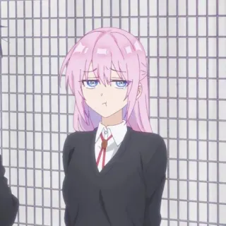 📎 15c9a063 Anime, Meisje, roze haar, schooluniform, schattig, Manga whatsapp sticker