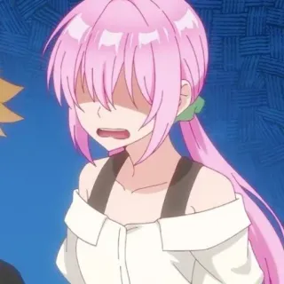 📎 6bbdc4c9 anime, meisje, roze haar, uitdrukking, geschrokken, cartoon whatsapp sticker