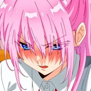 📎 8d7064b5 Anime, Meisje, Roze haar, Blozen, Boos, Cartoon whatsapp sticker