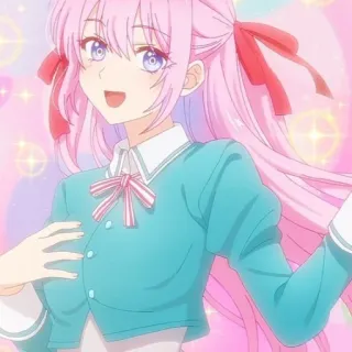 📎 939e7a5d anime meisje, roze haar, schattig, anime, cartoon whatsapp sticker