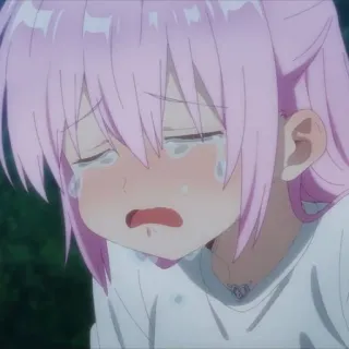 📎 e7eafd89 anime, meisje, huilend, verdrietig, roze haar, tranen whatsapp sticker