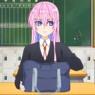 🙂 25eb9c4d 动漫, 女孩, 校服, 粉色头发 telegram sticker