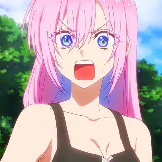 🙂 2f1786f7 动漫, 女孩, 粉色头发, 生气, 吼叫, 女性 telegram sticker