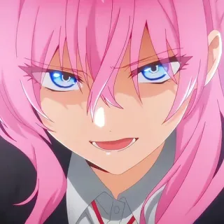 🙂 8c08c055 动漫, 粉色头发, 女孩, 生气, 坏笑, 卡通 telegram sticker