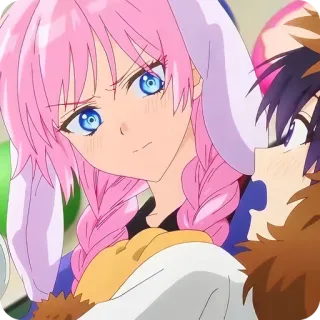 🙂 ae1f08c7 动漫, 粉色头发, 兔耳朵, 卡通, 蓝色眼睛, 动漫女孩, 动画角色 telegram sticker