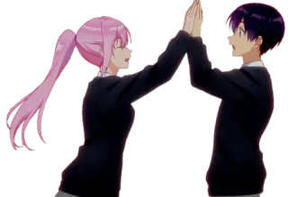 👐 f5c4e06d อนิเมะ, แปะมือ, ชุดนักเรียน, คู่รัก, การ์ตูน, แอนิเมชัน telegram sticker