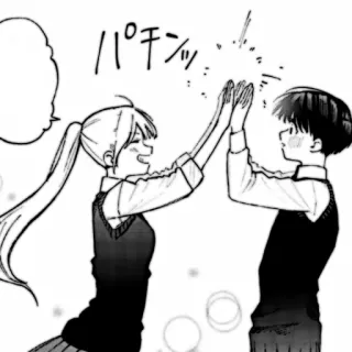 🎧 1bde1ada パチンッ Anime, Manga, Przybicie piątki, Mundur szkolny, Para, Słodkie whatsapp sticker