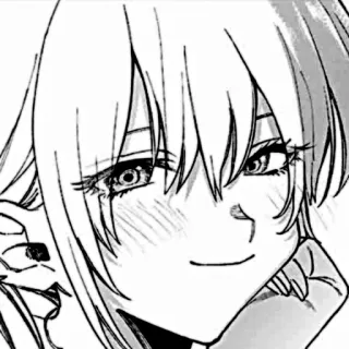 🎧 4e990626 Anime, Manga, Dziewczyna, Portret, Ilustracja, Czarno-białe whatsapp sticker