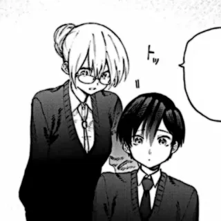 🎧 5865d373 Anime, Manga, Kobieta, Student, Para, Sztuka, Czarno-białe whatsapp sticker