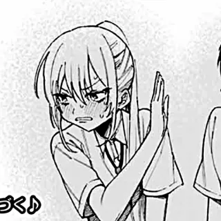 🎧 86ee0093 つく♪ Anime, Manga, Dziewczyna, Rumieniec, Ręka, Stop whatsapp sticker