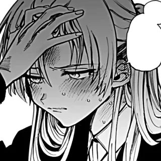 🎧 e5c4719b Anime, Manga, Dziewczyna, Zmartwiona, Pot, Frustracja, Szkic whatsapp sticker