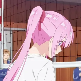 🐻 bd6145de アニメ, 女の子, ピンク髪, ポニーテール, バレーボール telegram sticker