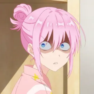 ☁️ 02bec92c anime, shocked, pink hair, female, cartoon whatsapp sticker