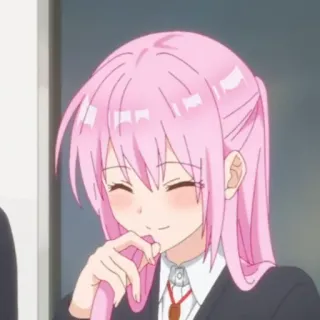 🫐 0415c7a9 anime, pink hair, smile, cute, cartoon, girl, animated, female, character whatsapp sticker