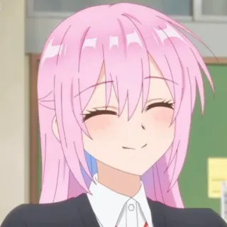 ☁️ 12dee7e7 anime, pink hair, cartoon, smile, happy, school uniform, cute whatsapp sticker