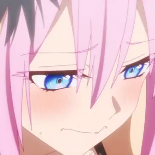 🌸 2410d611 anime, girl, pink hair, blue eyes, cute, expression, cartoon whatsapp sticker