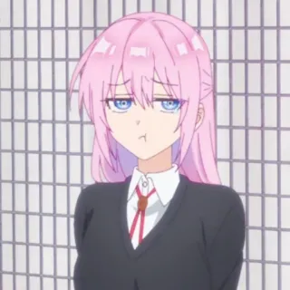 ☁️ 26e19907 anime, pink hair, girl, bored, manga, school uniform whatsapp sticker