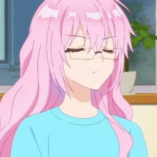 ☁️ 27eaa186 anime, girl, pink hair, glasses, cute, cartoon whatsapp sticker
