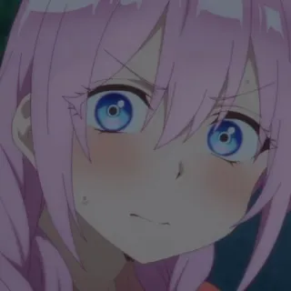 ☁️ 3557d97e anime, girl, pink hair, cute, nervous, worried whatsapp sticker