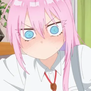 ☁️ 3bc30948 anime, girl, pink hair, angry, spiral eyes, expression whatsapp sticker