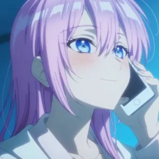 🫐 4a34e719 anime, woman, girl, pink hair, phone, calling, cute, character whatsapp sticker
