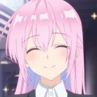 🫐 65a85f28 anime, girl, pink hair, smiling, cute, character, cartoon whatsapp sticker