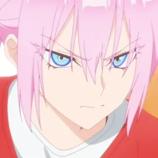 🌸 6e0bb60c anime, girl, pink hair, angry, cartoon, character, facial expression whatsapp sticker