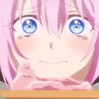 🌸 71dc1eee anime, girl, pink hair, sad, crying whatsapp sticker