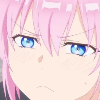 ☁️ 76d7b60a anime, pink hair, blue eyes, expression, portrait, cartoon whatsapp sticker