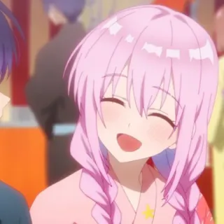 🫐 7b6eda71 anime, girl, pink hair, smiling, cute whatsapp sticker