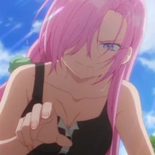 ☁️ 8a32edef anime, girl, pink hair, pointing, cartoon, character whatsapp sticker