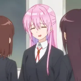 ☁️ 8e4e87f2 anime, pink hair, school uniform, smile, cute, girl whatsapp sticker