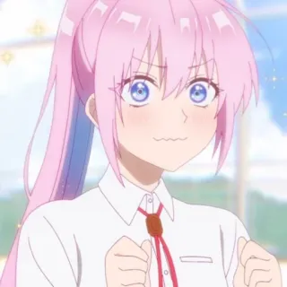 🌸 b1121d93 anime, girl, pink hair, school uniform, cute whatsapp sticker