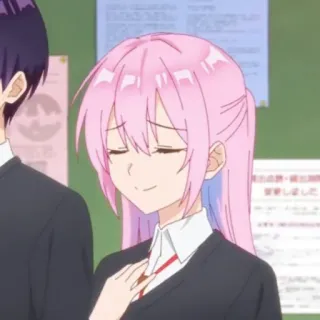 ☁️ c24dcdf0 anime, girl, school uniform, pink hair whatsapp sticker