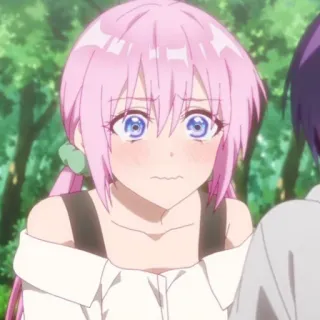 ☁️ d59cc593 anime, girl, pink hair, blush, cute whatsapp sticker