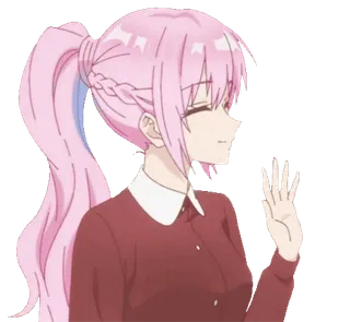 😅 aae3e3a0 动漫女孩, 挥手, 粉色头发, 卡通, 可爱, 问候 telegram sticker