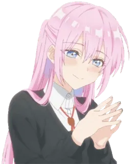 🤗 edc2102e 动漫, 角色, 粉色头发, 女孩, 微笑 telegram sticker