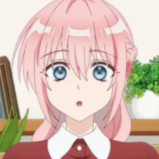 🔮 0fceef6d アニメ, ピンク髪, 青い目, カートゥーン, 女の子 telegram sticker