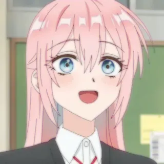 🔮 b9bbfe58 アニメ, カートゥーン, ピンク髪, かわいい, 女の子, 漫画, 制服 telegram sticker