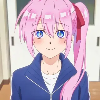 🎭 0f55bf6a Anime, Gadis, Rambut merah muda, Mata biru, Imut, Manga telegram sticker