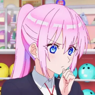 🎭 7f16f9a6 anime, gadis, rambut pink, mata biru, kartun, karakter, ilustrasi telegram sticker